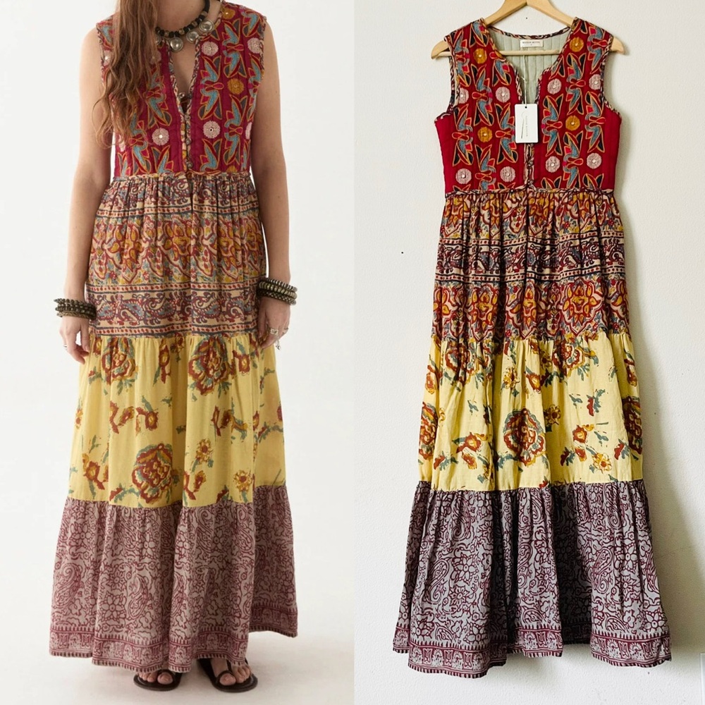 NWT MAISON HOTEL SMALL Eugenie sleeveless patchwork maxi dress in Mullumbimby